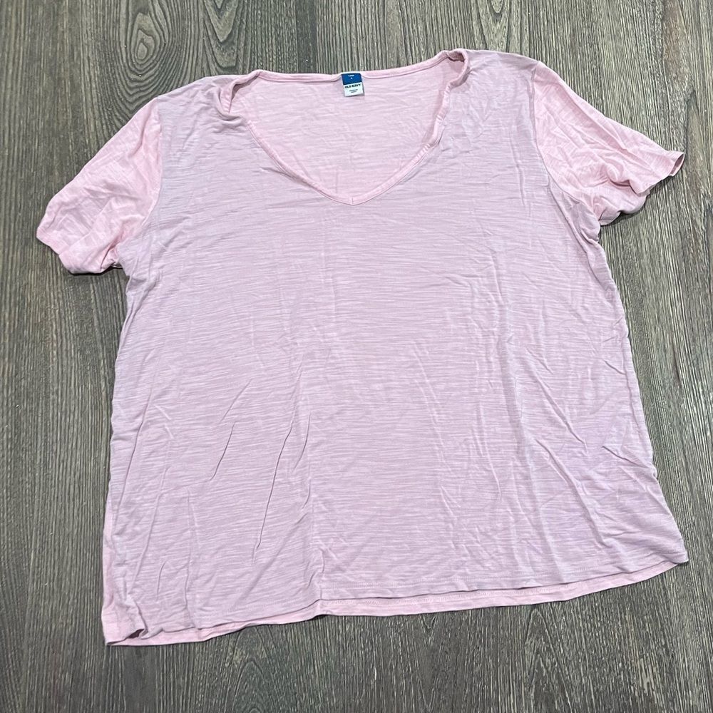 Old Navy LuxeβTee Shirt Short Sleeves V-Neck Minimalist Heather Pink Large